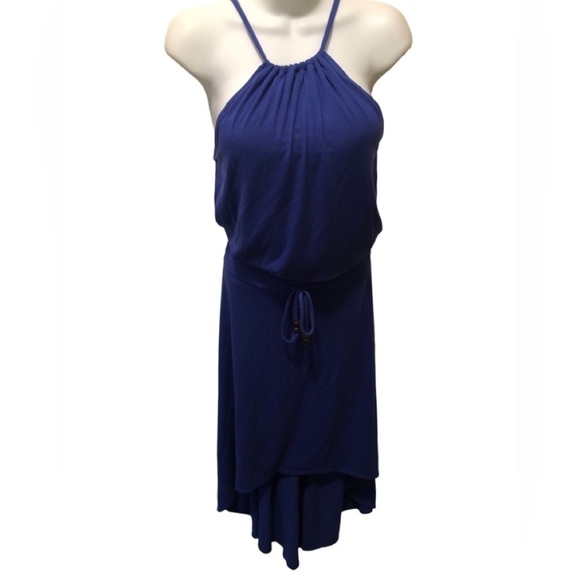 Athleta High~Low Halter Sundress Sz. S Purple Lined Removable Pads Tied Waist - Picture 1 of 8